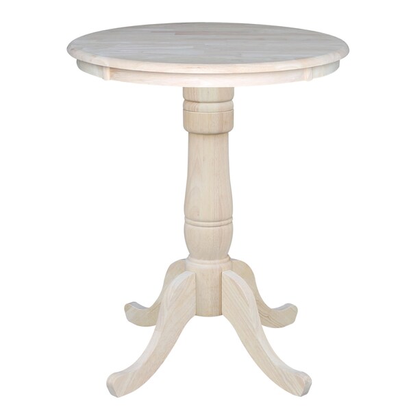 International Concepts Round 30 in Round Top Pedestal Table, 34.9 inH, Unfinished, 30 W, 30 L, 35.1 in H, Wood, Unfinished K-30RT-6B - main